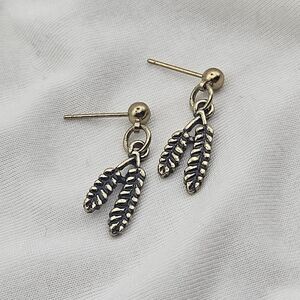 Bronze Leaf Stud Drop Earrings